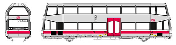 51042030 - TT - BR 670 Doppelstock-Schienenbus, 670 004-1, Ep. V DB